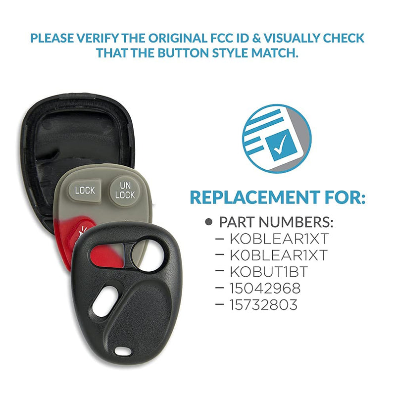 [Australia - AusPower] - Keyless2Go Replacement for New Shell Case and 3 Button Pad for Remote Key Fob FCC KOBLEAR1XT KOBUT1BT - Shell ONLY (2 Pack) 