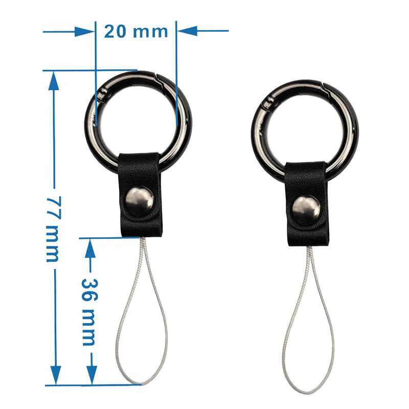 [Australia - AusPower] - VOFOON Cell Phone Strap Ring Safety Camera Grip Holder Phone Loop Charm Finger Ring chain Lanyard 1/2/4 Pack Black-2 