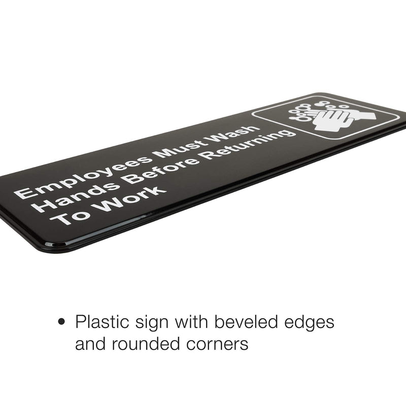 [Australia - AusPower] - Excello Global Products Employees Must Wash Hands Before Returning to Work Sign: Easy to Mount Plastic Safety Informative Sign with Symbols Great for Business, 9"x3", Pack of 3 9x3" 9x3 Black 