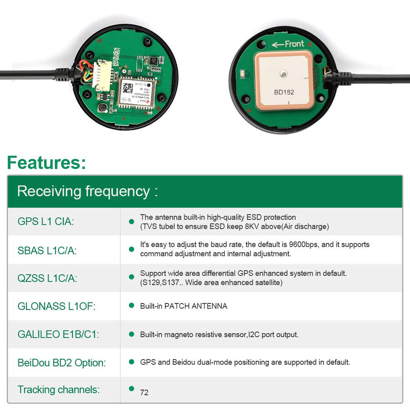 [Australia - AusPower] - Deegoo-FPV GPS Compass Module+ NEO-M8N+ GPS BDS Module Precision APM Drone Control, GPS Receiver FPV Flight Control Pixhawk Navigation Module for APM PIX PX4, Compatible with APM Port I2C MWC 