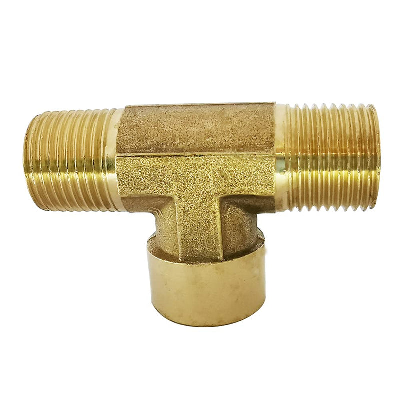 [Australia - AusPower] - Pysrych Brass Pipe Fitting Street Tee BSP Thread 3 ways Connector 3/8" Male x 3/8" Female x 3/8" Male, Pack of 2 Male x Female x Male Tee 