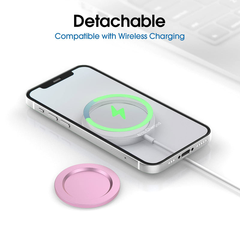 [Australia - AusPower] - TechMatte MagGrip Compatible with iPhone 12 and iPhone 13 Mag-Safe Base (Detachable and Wireless Charging Compatible), Intended for P-Socket/Phone Ring Holder-Pink 