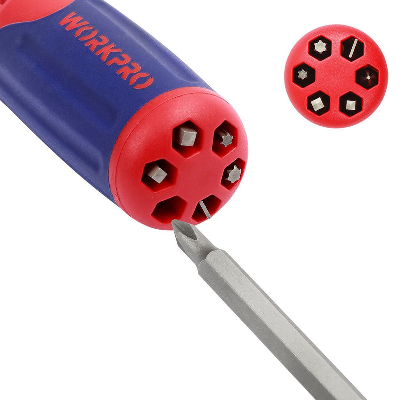 [Australia - AusPower] - WORKPRO 12-in-1 Ratcheting Multi-Bit Screwdriver Set, Quick-load Mechanism Screwdriver with Double End Bits in Handle 