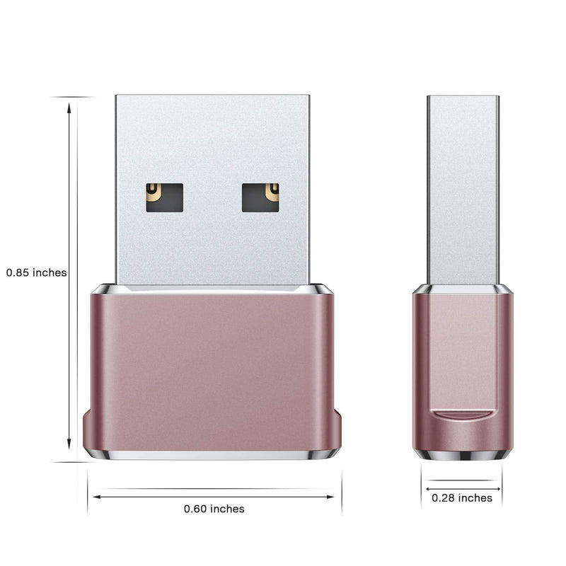 [Australia - AusPower] - USB C Female to USB Male Adapter 3Pack,Type A Charger Cable Converter for Apple iWatch Watch Series 7 SE,iPhone 11 12 13 Pro Max,Airpods,iPad 8 8th 9 9th Air 4 5 5th 2022 4th Mini 6 6th Generation Gen Pink 