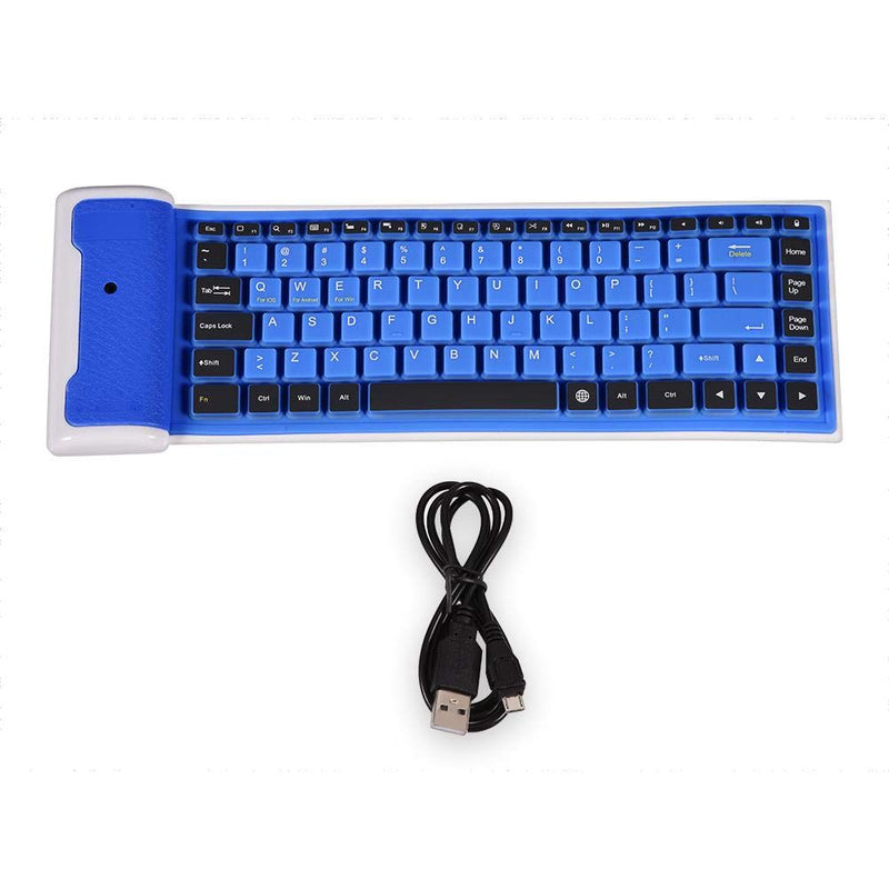 [Australia - AusPower] - Mini Wireless Bluetooth Keyboard, Portable Waterproof Rollup Keyboard Foldable Silicone Keyboard USB Wired Standard Keyboard for PC Notebook Laptop 