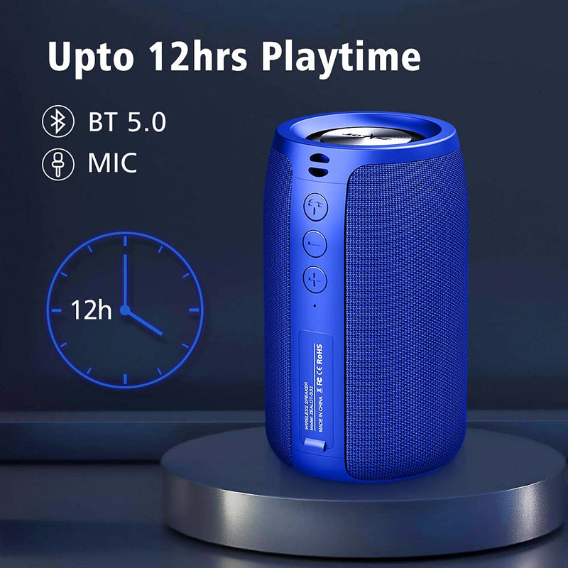 [Australia - AusPower] - Portable Bluetooth Speaker, Wireless Speaker Outdoor, Zealot S32 Mini IPX5 Waterproof, Upto 12H Playtime, Dual Pairing MIC/TF Card/USB/AUX for Home & Outdoor Travel Hiking Camping Beach (M-Blue) Multicolor 