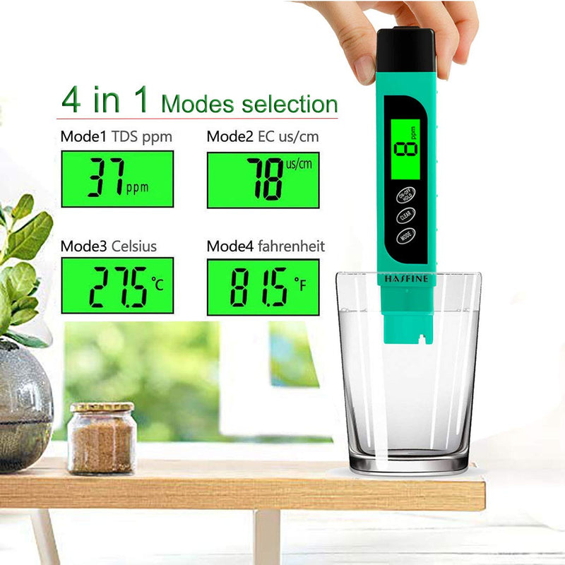[Australia - AusPower] - 【2021 Upgraded】TDS Meter Water Quality Tester,HASFINE Digital Conductivity Meter 3 in 1 TDS,EC and Temperature Meter, Accuracy Testing Pen 0-9999 PPM Meter for Drinking Water, Aquariums,Pool and More Blue 