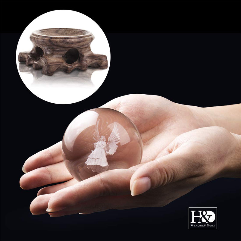 [Australia - AusPower] - 3D Angel Figurines Full Sphere Crystal Ball Laser Engraved Paperweight Home Art Decor Crafts(Clear) 