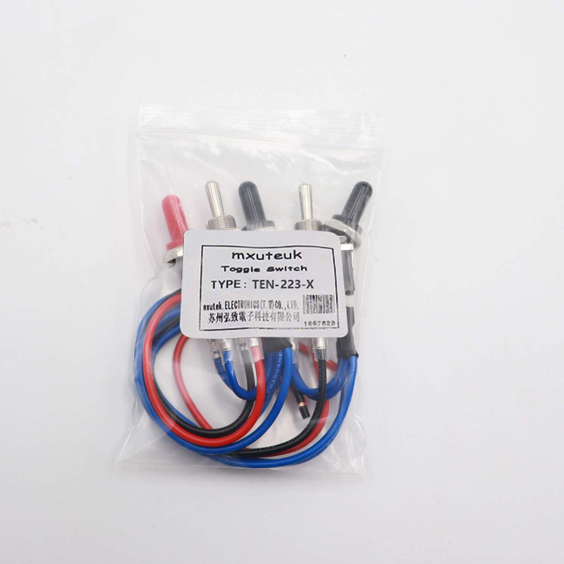 [Australia - AusPower] - mxuteuk 2 Pcs Toggle Switch 3 Position 6 Pin Momentary Reversing Polarity DC Control Momentary Double Pole Double Throw Spade Plug with Waterproof Boot Cap and Wires TEN-223-X-3M 