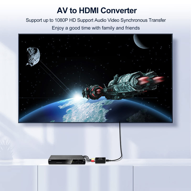 [Australia - AusPower] - RCA to HDMI, Hanchuang AV to HDMI Converter, 1080P Mini RCA Composite CVBS Video Audio Converter Adapter Support PAL/NTSC for PS2, PS3, N64, Wii, STB, Xbox, VHS, VCR, Camera, DVD, ect. 
