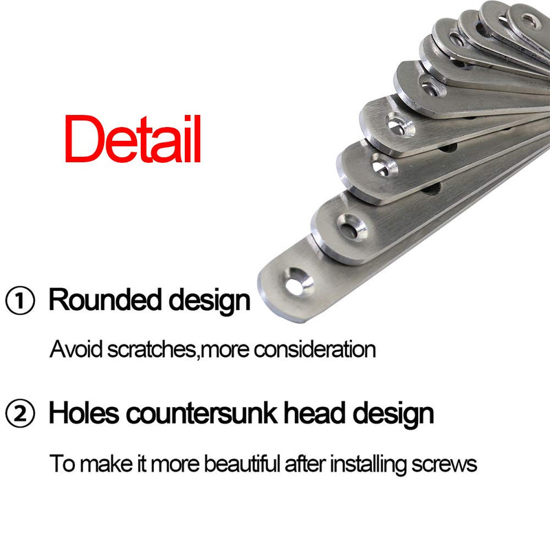 [Australia - AusPower] - Boeray 4 pcs 245mm / 9.7" Length 8 Hole Stainless Steel Straight Corner Brackets Flat Fixing Mending Brace Plates with Fixing Screws 245mm-4pcs 