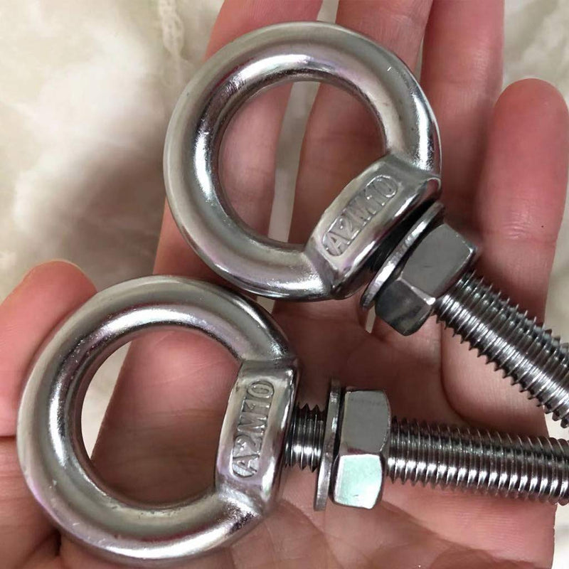 [Australia - AusPower] - AIVOOF Shoulder Eye Bolt, 2 Pack M10 Stainless Steel Shoulder Eye Bolts 3/8"x2.75" Eye Bolts Heavy Duty EyeBolts Screws in Eye Hooks with Washer and Nuts Muti-Function for Indoor Outdoor 
