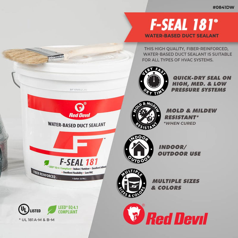[Australia - AusPower] - Red Devil 0846DX F-Seal 181 Fiber Reinforced Water Based Duct Sealant, 10.1 oz, Gray 1 - Pack 