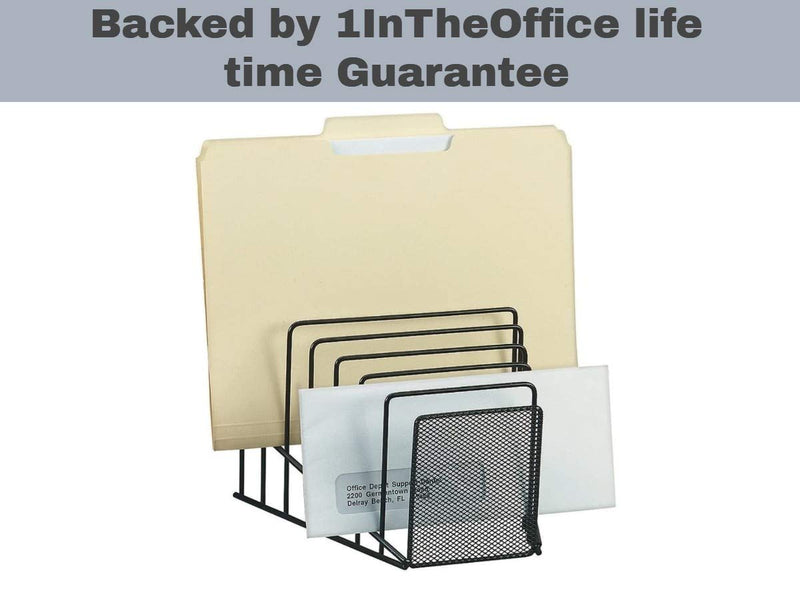 [Australia - AusPower] - 1InTheOffice Incline Desktop File Sorter, Black Wire Mesh Step Sorter 
