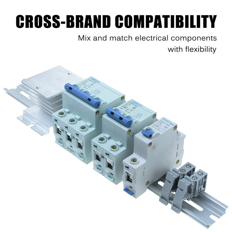 [Australia - AusPower] - 2 Piece DIN Rails, 35mm Aluminum Top Hat Slotted DIN Rail with RoHS, Extra Premium Screws Included for Hardware Components Mounting - 12.9 Inches Long, 35mm Wide, 7.5mm High 12.9" X 2pcs - Standard 