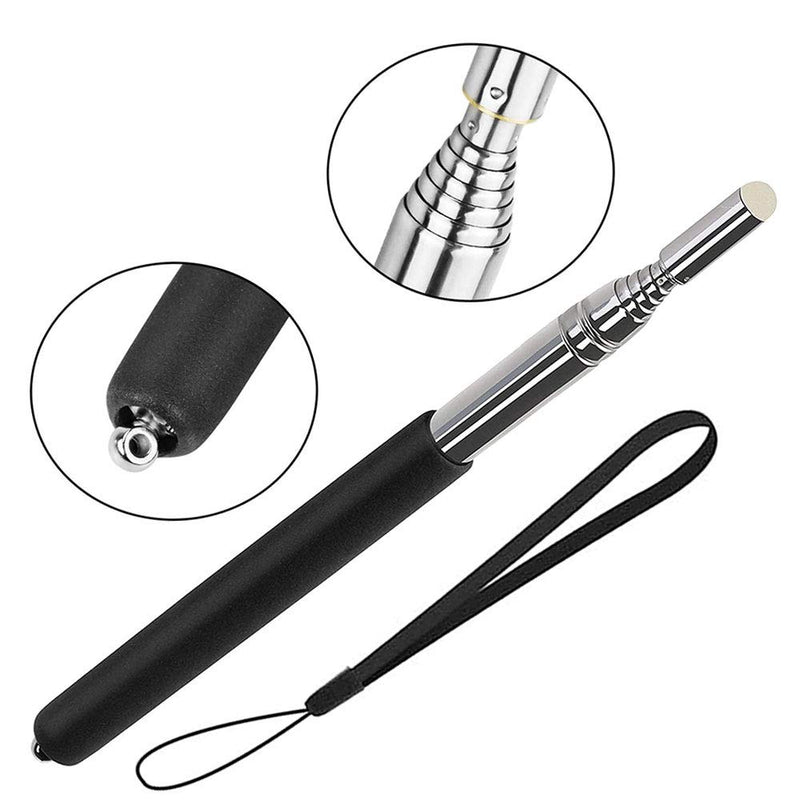 [Australia - AusPower] - Telescopic Teacher Pointer Stick with Hand Lanyard 2 Pack, Teaching Pointer for Classroom, Hand Pointer Extendable Pointer Stick Retractable Pointer Handheld Presenter Whiteboard Pointer (Black) 