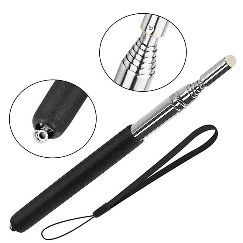 [Australia - AusPower] - VOVIGGOL Telescopic Teacher Pointer Stick with Hand Lanyard, Teaching Pointer for Classroom, Hand Pointer Extendable Pointer Stick Retractable Pointer Handheld Whiteboard Pointer (Black) Black 