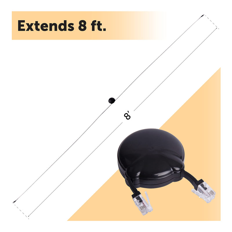 [Australia - AusPower] - Softalk Cord Manager Retractable Phone Cord Detangler Cable for Landlines and Office Telephones, Black, 8 ft 