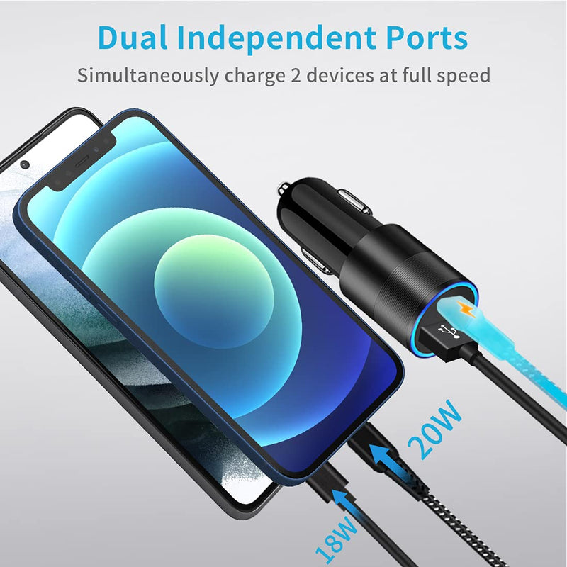 [Australia - AusPower] - Aymla USB C Fast Charger Kit Compatible for iPhone 13 Pro/12 Pro Max/mini/11/XS/XR/X/8/Plus/SE 2020, 20W PD Car Charger Adapter & Block Wall Charger with 2 Pack MFi Certified Cords 3ft 