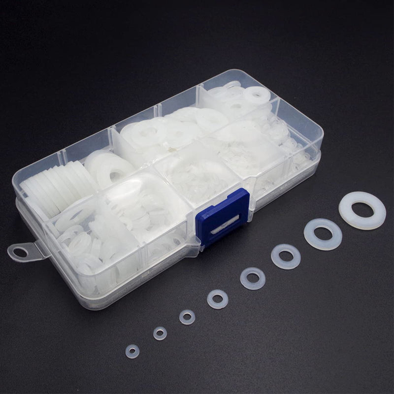 [Australia - AusPower] - Wolfride 520PCS Nylon Flat Round Washer Assortment Plastic Washers Spacers M2 M2.5 M3 M4 M5 M6 M8 M10 