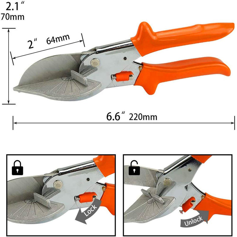 [Australia - AusPower] - Multi Angle Miter Shear Cutter, 45-135 Degree Adjustable Angle Scissors Trim Shears Hand Tools for Cutting Soft Wood, Plastic, PVC and Other 