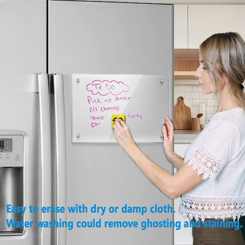 [Australia - AusPower] - Acrylic Note Board Refrigerator Dry Erase Board Magnetic Clear 15”x11" Includes 4 Dry Erase Markers 