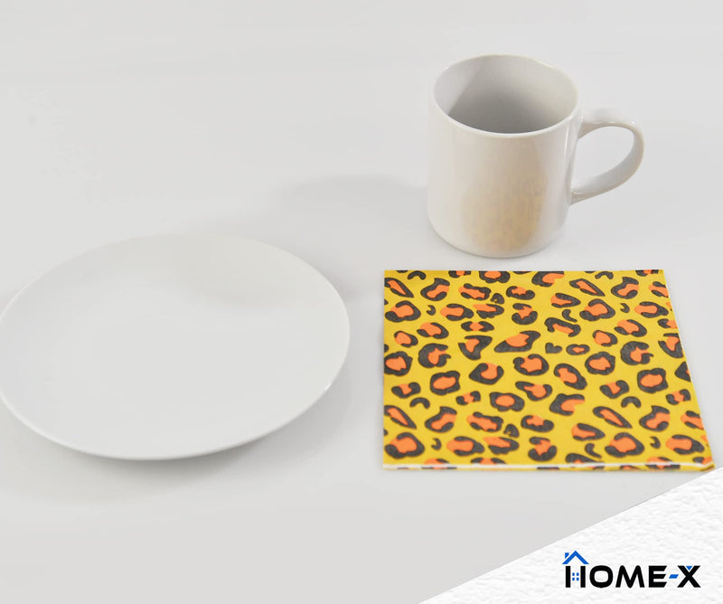 [Australia - AusPower] - HOME-X Cheetah Print Square Disposable Luxury Party Napkins, 48 Count – 6.5" x 6.5" 