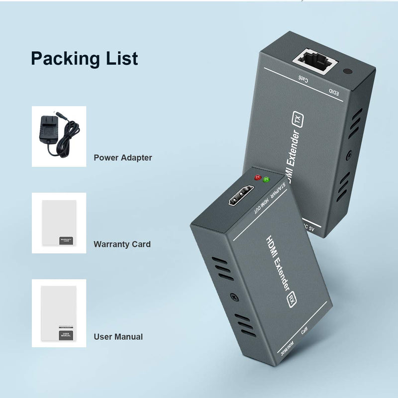 [Australia - AusPower] - HDMI Extender, Up to 164 ft/50m, Over Cat5e/Cat6/Cat7 Ethernet Cables, 1080P@60Hz Ultra HD Uncompressed Transmit 