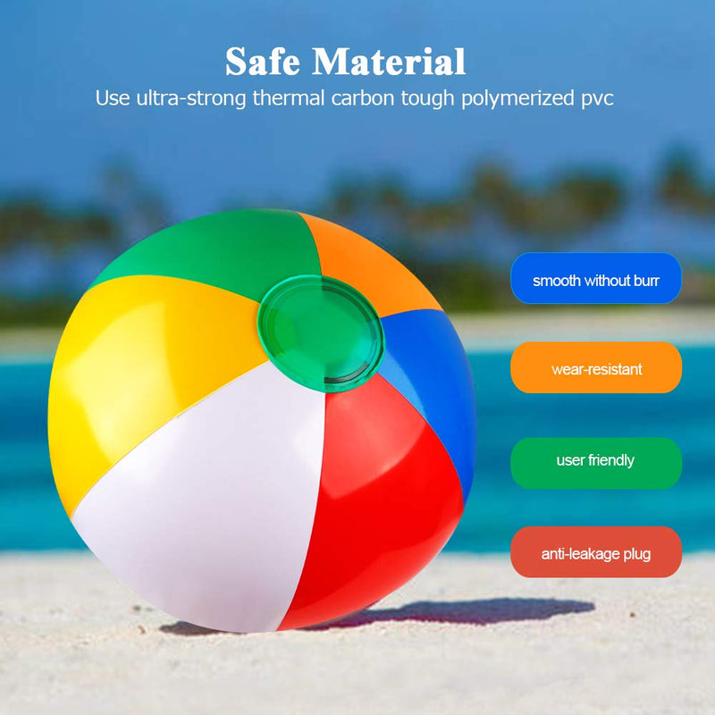 [Australia - AusPower] - Coogam Inflatable Beach Ball Classic Rainbow Color Birthday Pool Party Favors Summer Water Toy Fun Play Beachball Game for Kid Boys Girls 8 to 12 Inches from Inflated to Deflated (10 PCS) 