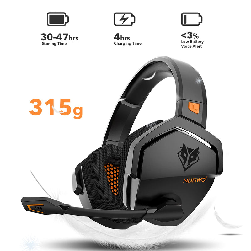 [Australia - AusPower] - NUBWO G06 Wireless Gaming Headset with Microphone for PS5, PS4, PC, Mac, 3-in-1 Gamer Headphones with Mic, 2.4GHz Wireless for Playstation Console, Bluetooth Mode for Switch, Wired Mode for Controller Orange 