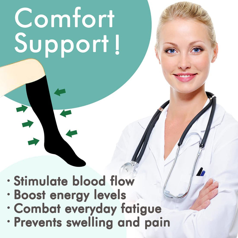 [Australia - AusPower] - Copper Compression Socks Women & Men Circulation(6 pairs) - Best for Running, Nursing, Hiking, Recovery & Flight Socks 01 Black 4 Pairs/White/Gray Small-Medium 