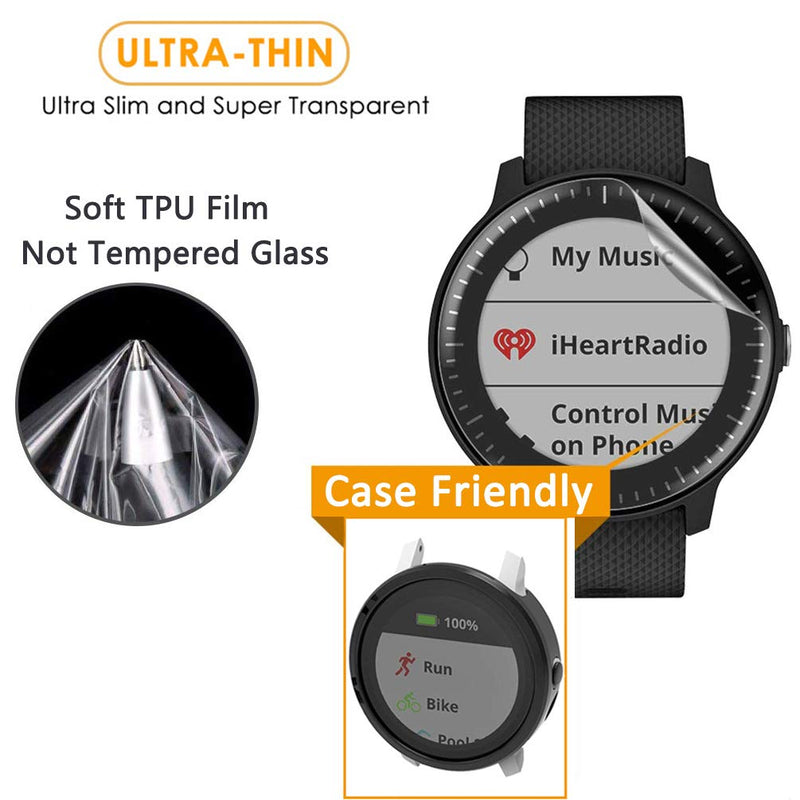 [Australia - AusPower] - Youniker 6 Pack for Garmin Vivoactive 4 Screen Protector Film for Garmin Vivoactive 4 GPS Smartwatch Screen Protector Foils Crystal Clear HD Anti-Scratch Anti-Fingerprint 