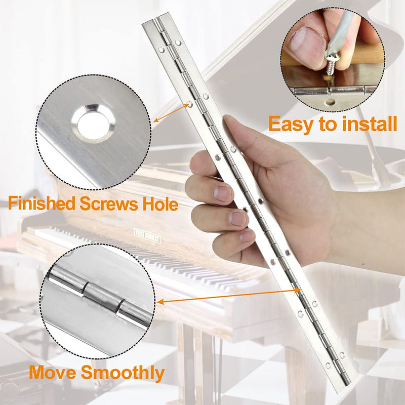 [Australia - AusPower] - 2PCS 14 inch Piano Hinges for Cabinet Hinges Heavy Duty Continuous & Piano Hinges Sliver Stainless Steel 304 Long Hinges Door Hinges for DIY Wood Craft Box, Door 2pack 14 inch(Sliver) 