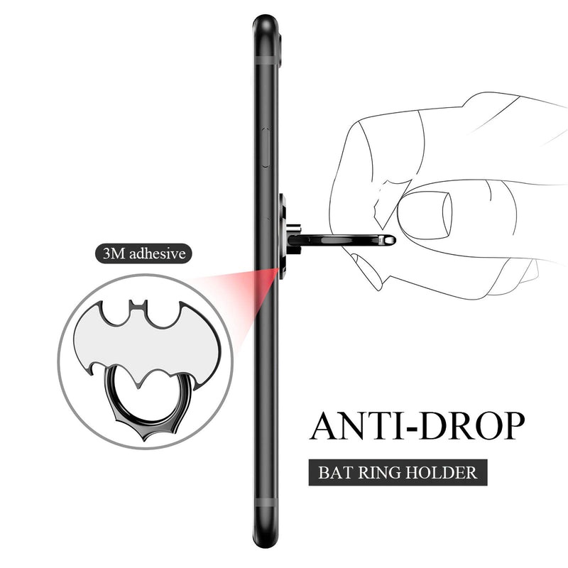 [Australia - AusPower] - Bat Phone Ring Stand Holder - OATSBASF Cell Phone Ring Holder Finger Grip 360 Degree Rotation Compatible with iPhone 12/11 Pro Max/SE 2020 and Other Smartphones（Black+Silver） Black+Silver 