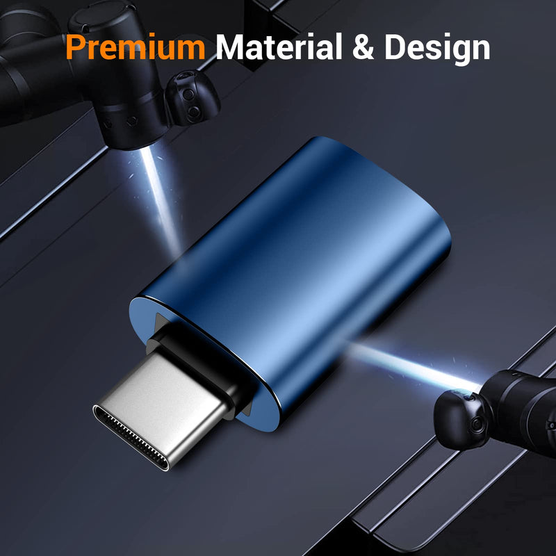 [Australia - AusPower] - [4 Pack]USB C to USB Adapter,【2*USB-C to USB-A】&【2*USB-A to USB-C】Female Adapter SuperSpeed Data Transfer & Fast Charging - Compatible with Laptop, PC, Charger, Power Bank, usb to usb c adapter - Blue 4 Pack 
