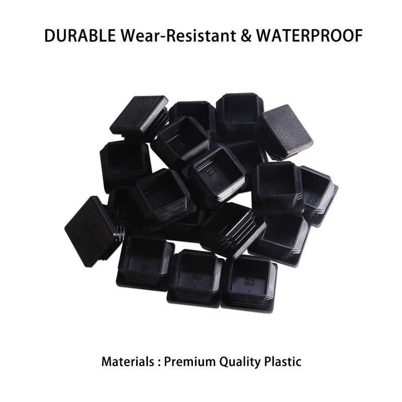 [Australia - AusPower] - MELIFE 1 1/2" Black Square Tubing for Plastic Plugs, Durable Chair Glide. (1 1/2 Square Plug 12Pack) 12pc 1 1/2 Square Plug 