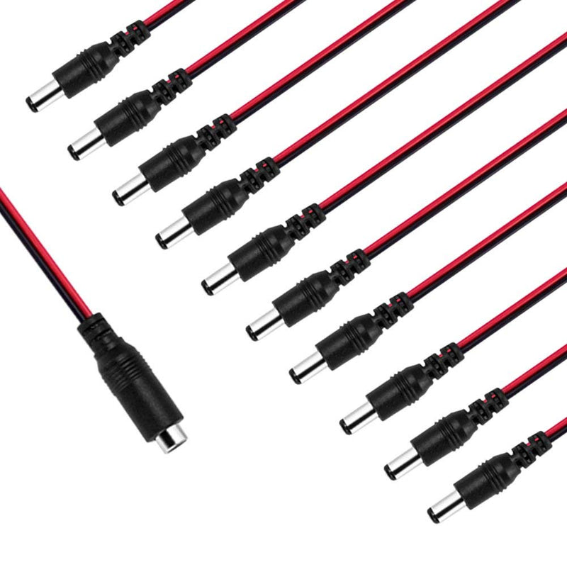 [Australia - AusPower] - CENTROPOWER DC Power Cable 12V 5A Plugs Male Female Connectors for CCTV Security Camera Pigtail Power Adapter Connectors (5.5mm x 2.1mm, 10 Pairs) 