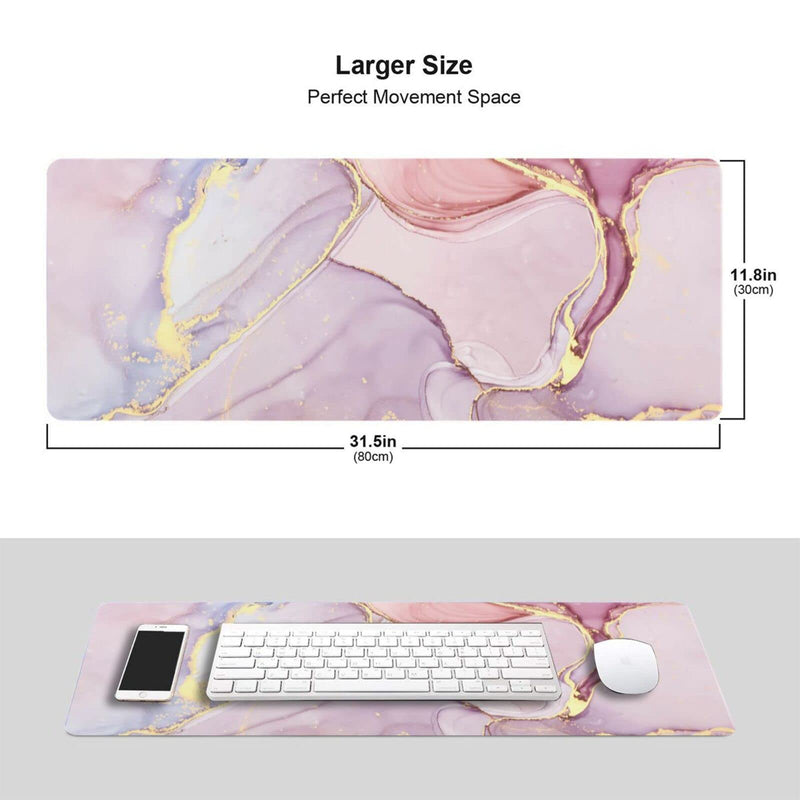 [Australia - AusPower] - Glitter Marble Gaming Mouse Pad XL, Extended Stitched Edges Mousepad,Large Mouse Mat Desk Pad, Long Non Slip Rubber Base Mice Pad（31.5 X 11.8 Inch） Glitter Marble 