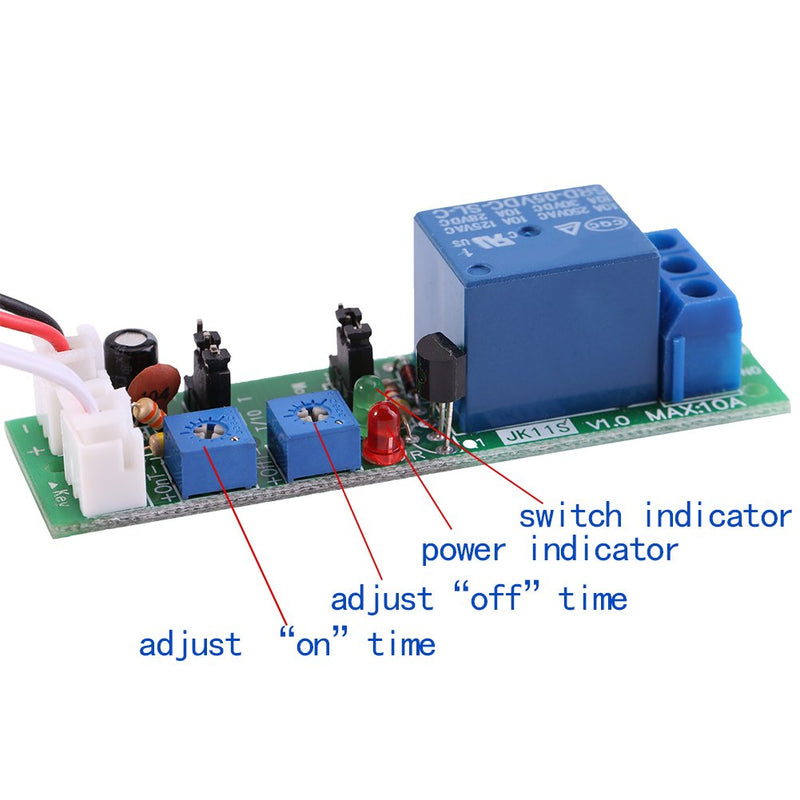[Australia - AusPower] - YWBL-WH Adjustable Cycle Timer Delay Module, DC 5V 12V 24V On/Off Switch Relay Module for Machine Repetitive Test 