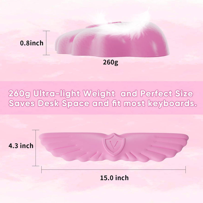 [Australia - AusPower] - Angel Wings Cloud Keyboard Wrist Rest, Soft Leather Memory Foam Wrist Support/Cushion for Cool Typing, Ergonomic Kwaii Wing Computer Palm Rest for PC Gaming/Office/Laptop/Hand Pad/Cute Desk/Mac(Pink) Pink 