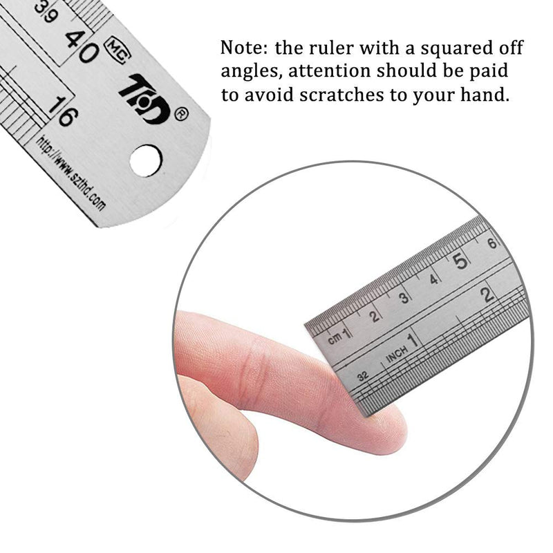 [Australia - AusPower] - Ruler Metal Straight Edge Ruler Stainless Steel Ruler 16 Inch Ruler Set Rulers Bulk 2 Pack 