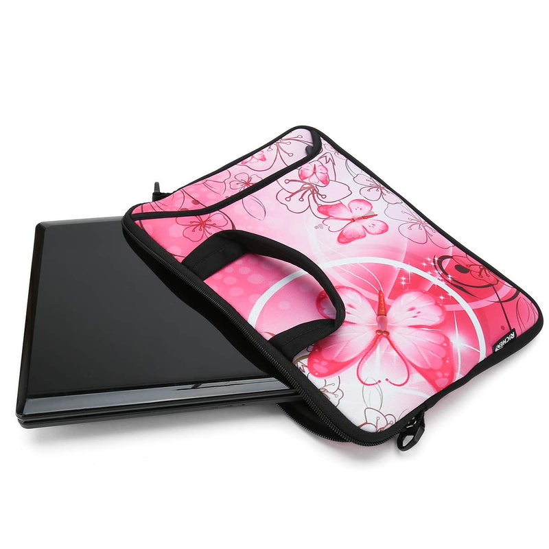 [Australia - AusPower] - RICHEN 9.7 10 10.1 10.2 inches Messenger Bag Carrying Case Sleeve with Handle Accessory Pocket Fits 7 to 10-Inch Laptops/Notebook/ebooks/Kids tablet/Pad (7-10.2 inch, Pink Butterfly) 7-10.2 inch 