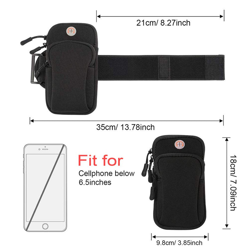 [Australia - AusPower] - Multifunctional Outdoor Sports Armband, Sweatproof&Waterproof Casual Arm Package Bag with PlusKey Holder & Screen Protector Compatible for iPhone Xs Max/XR/XS/8 7Plus Samsung Galaxy S9 S8 Edge 