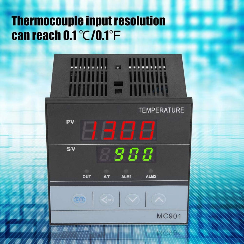 [Australia - AusPower] - PID Temperature Controller, Dual Digital Display K Type, MC901 Digital Programmable Temperature Control K Type PT100 Sensor Input Relay SSR Output 