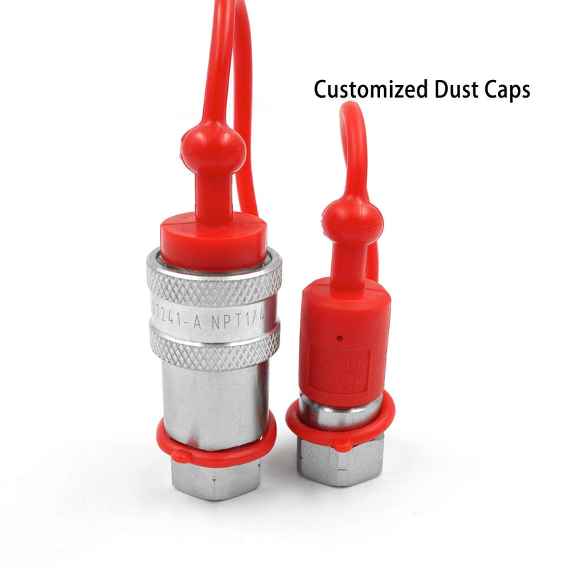 [Australia - AusPower] - 1/4" NPT Thread ISO A Hydraulic Quick Connect Coupling Coupler with Dust Caps 