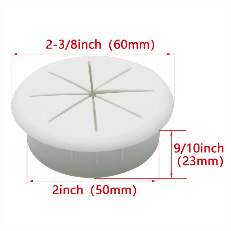 [Australia - AusPower] - HJ Garden 1PC 50mm Desk Cord Grommets Flexible Cable Wire Hole Cover Set Wire Organizer for Office Home PC Desk,White 