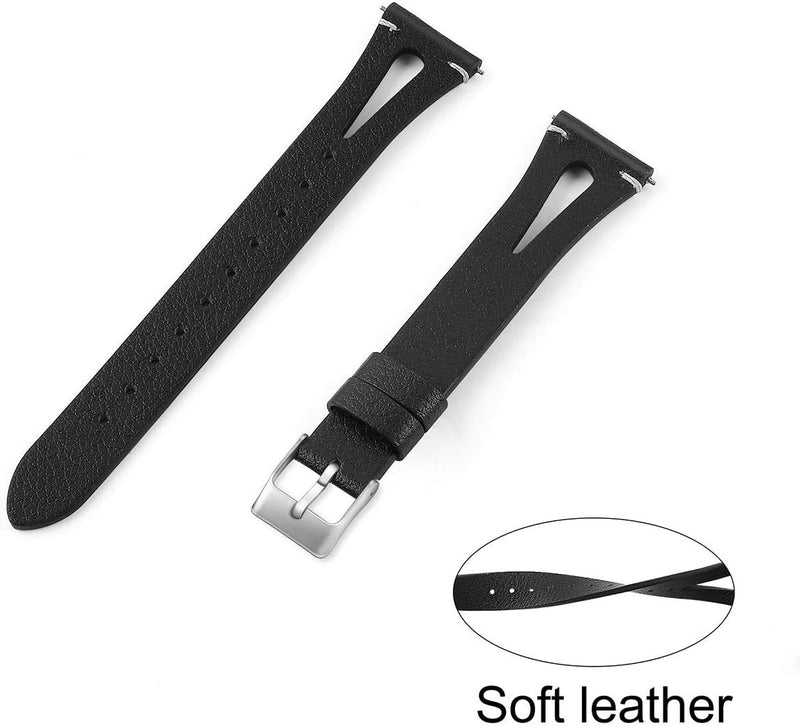 [Australia - AusPower] - Compatible for Amazfit Bip U Band, YOUkei Slim Vintage Leather Strap Replacement for Women, Man, Wristband Accessories Compatible for Amazfit Bip U Smartwatch (Black) Black 