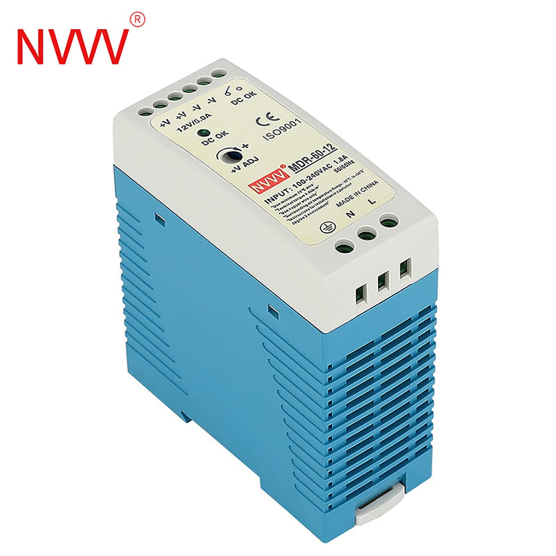 [Australia - AusPower] - NVVV MDR-60-12 AC to DC DIN-Rail Power Supply 12V 5 Amp 60W, Blue+White 