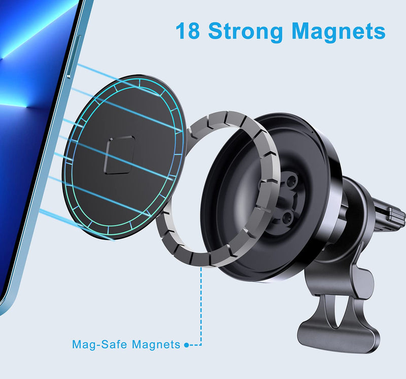 [Australia - AusPower] - Magnetic Mount Phone Holder, UBISHENG Car Phone Holder [18 Strong Magnets] 360° Rotation Compatible with iPhone 13/ 13Pro/ 13Pro Max/ 13Mini/ iPhone 12 Series [No Metal Plate] 