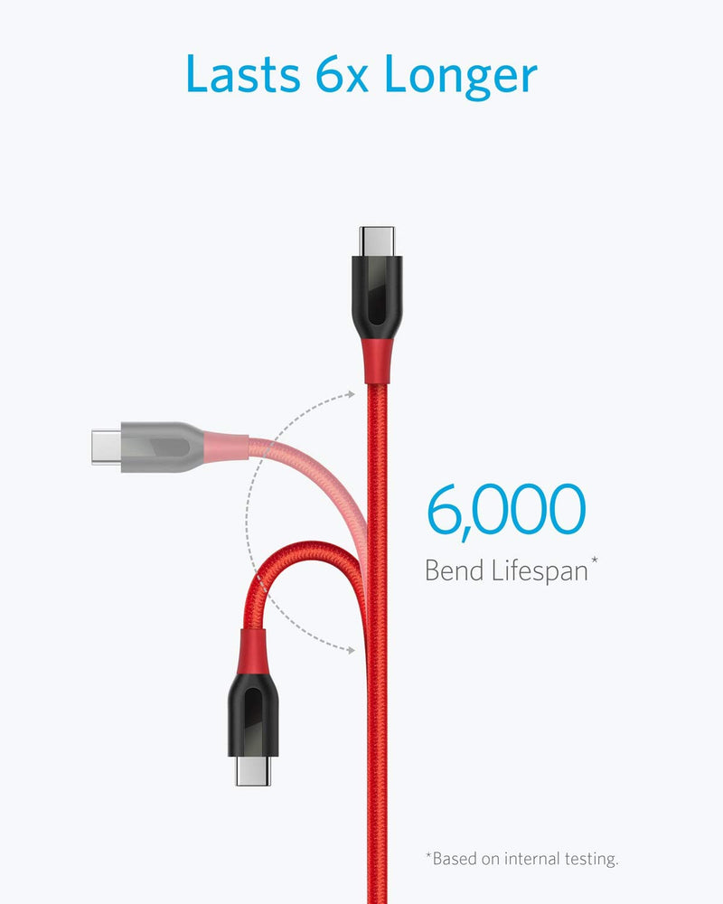 [Australia - AusPower] - USB Type C Cable, Anker [3-Pack] Powerline+ USB-C to USB-A, Double-Braided Nylon Fast Charging Cable, for Samsung Galaxy S10/ S9 /S9+ /S8, MacBook and More(Red)(3ft+6ft+10ft) 